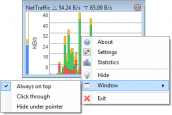 Data rate plot, context menu