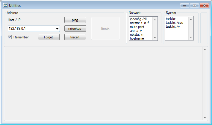 Utilities (ping, tracert, ipconfig, route, netstat, hostname)